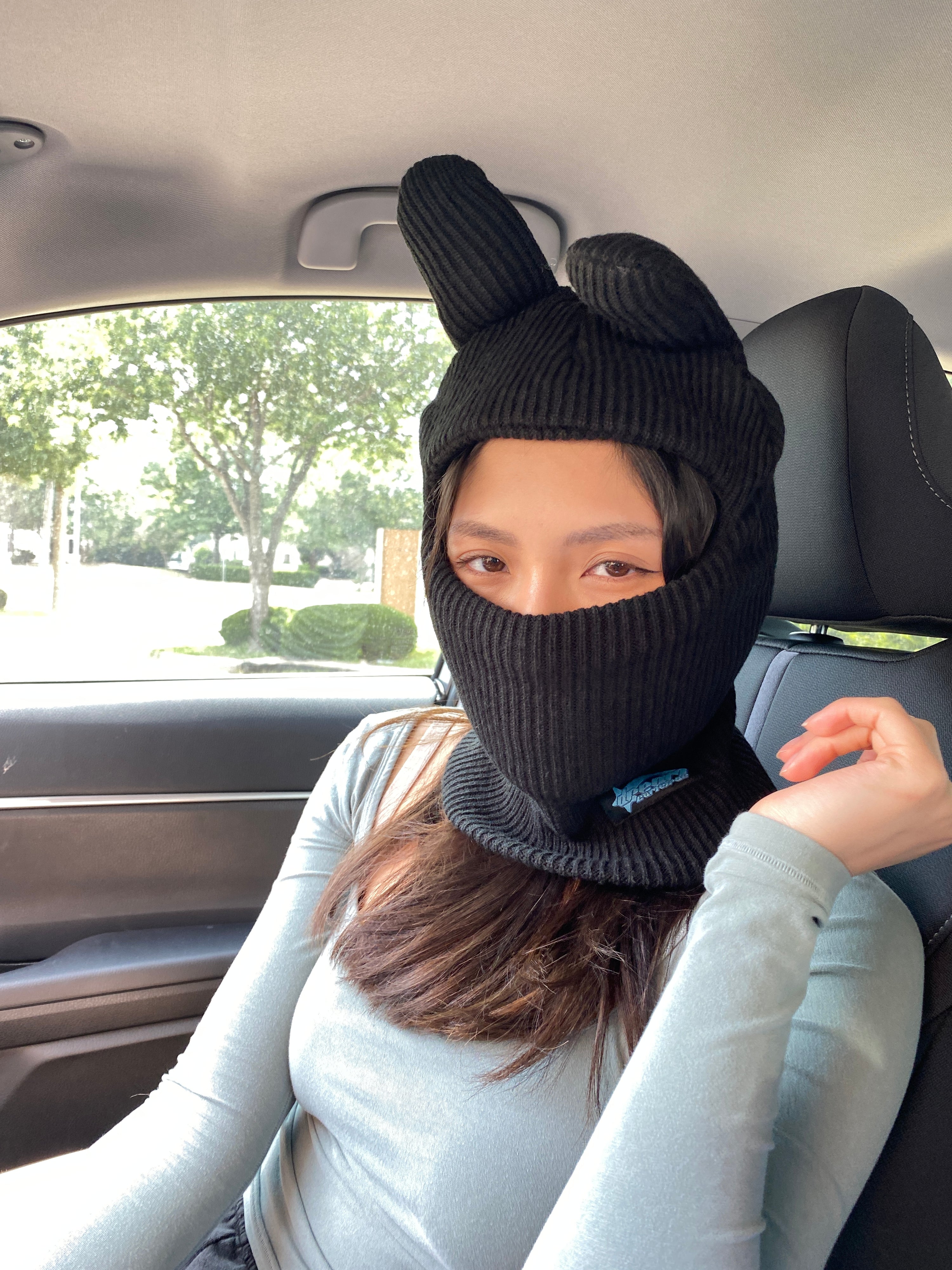 Black Marshmon Beanie Mask V1 (Long Ear)